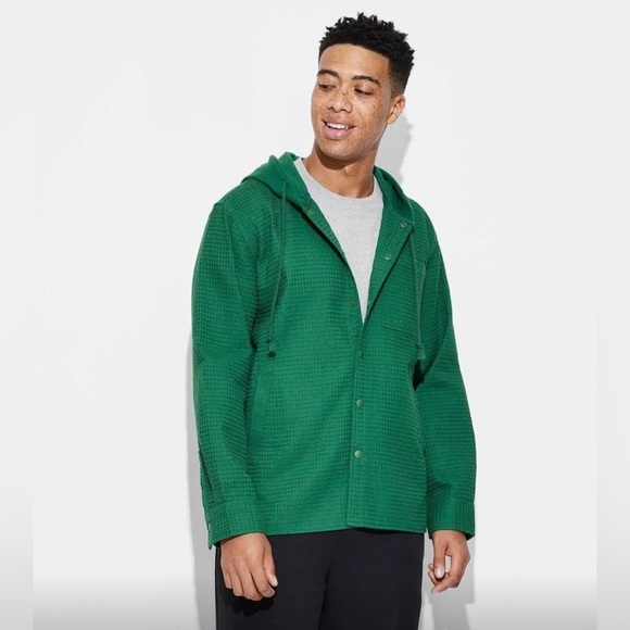 NWT ORIGINAL USE Men's Hooded Long Sleeve Button-Down Shirt Sz XXL ✨ - Picture 2 of 8